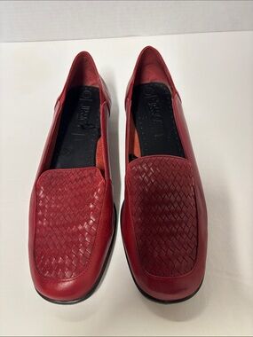 Jessica Red Woven Leather Loafers